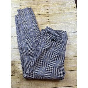 H&M‎ Skinny Fit Coupe Moulante Black Gray Plaid Pants Women's Size 32 High Waist
